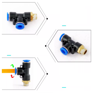 Đầu nối nhanh PD10-03, Đầu nối khí chữ T có ren PD10-03, đầu nối khí PD10-03
